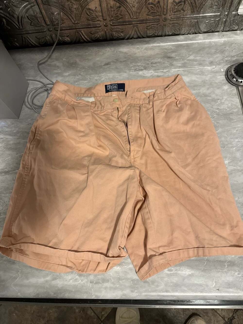 Polo Ralph Lauren Vintage Pleated Chino Shorts Peach Size 32